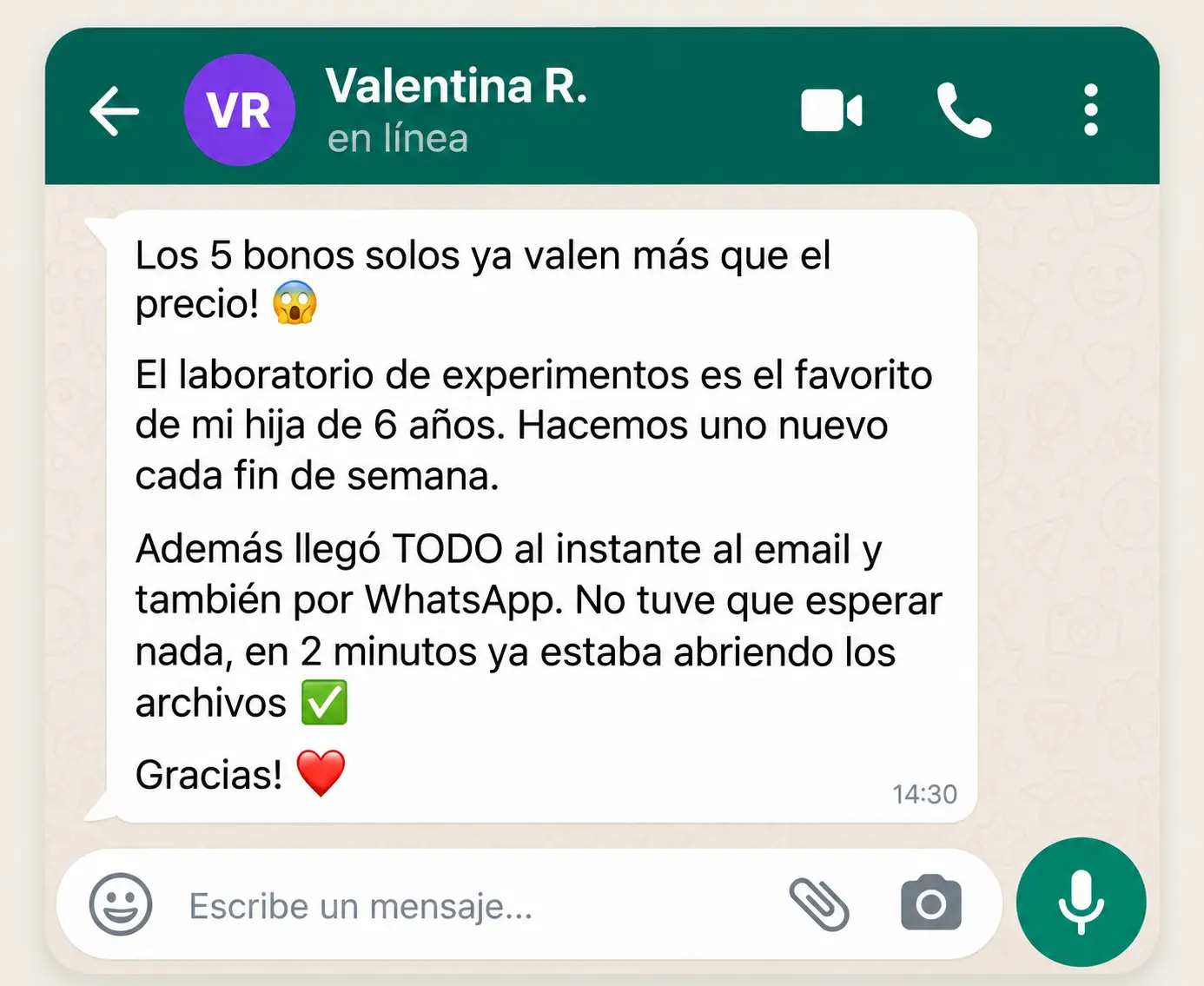 Depoimento de cliente sobre Mi Cuaderno Preescolar